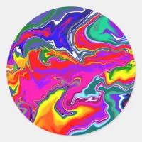 Rainbow River Fluid Art Classic Round Sticker