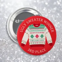 Third Place Ugly Sweater Winner | Funny Christmas  Button