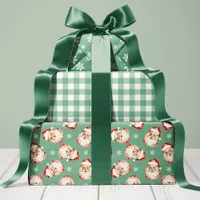 Green Retro Vintage Santa Christmas Wrapping Paper Sheets