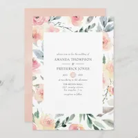 Pastel Blush Pink Floral Wedding Invitation