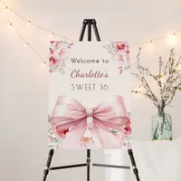 Pink bow cream florals Sweet 16 welcome Foam Board