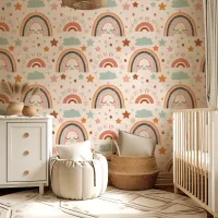 Boho Rainbow Nursery Wallpaper