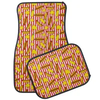 Frankfurter Hot Dogs Mustard Red White Stripes Car Floor Mat