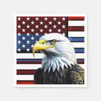 Patriotic American Eagle and US Flag Napkins
