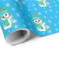 Christmas Snowmen and Snowflakes Holidays Wrapping Paper