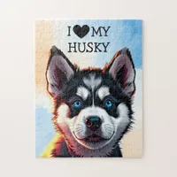 I Love My Husky Personalized Jigsaw Puzzle