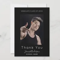 Photo black white modern graduation thank you