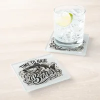 Funny Time to Haul Bass Fishing Glass Coaster