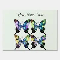 Aqua, Pink, and Yellow -  Elegant Butterflies Yard Sign