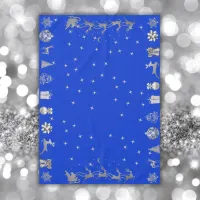 Merry and Bright Christmas in Silver and Blue | Tablecloth