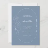 Periwinkle Blue Minimalist Flower Bridal Shower Invitation