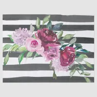 Black and White Striped Floral Tissue Paper