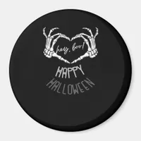 Hey, Boo! Happy Halloween Skeleton Hand Heart Clas Magnet