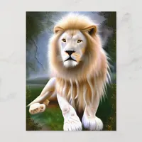 Majestic White Lion Ethereal Art Postcard