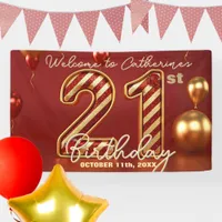 Stylish Red and Gold 21st Birthday Celebration Banner