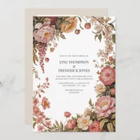 Dusty Sage, Soft Peach & Warm Sand Floral Wedding Invitation