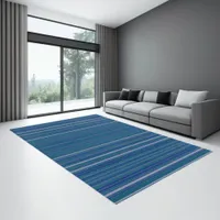 12x9 Blue Abstract Stripes Modern Indoor Rug