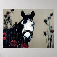 Horse and Roses Poster