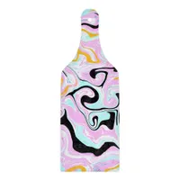 Fluid Art  Cotton Candy Pink, Teal, Black and Gold Cutting Board