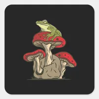 Frog  Mushroom Cottagecore Classic Square Sticker