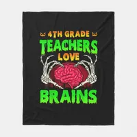 4th Grade Teachers Brains Skeleton Hand Heart Hall Fleece Blanket