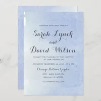 Rustic Watercolor Blue Wedding Invitation
