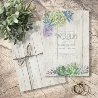 Succulents and Rustic Wood Wedding ID515 Invitation