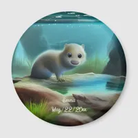 Cute baby otter in pond - personalizable  magnet