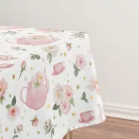 Pink Tea Party Baby Shower Tablecloth
