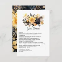 Black and Gold Floral Wedding Guest Details Enclosure Card