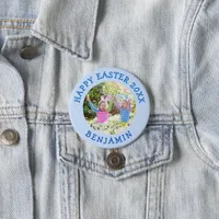 Cute Easter Photo With Boys Name Blue Button