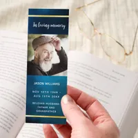 Blue sky gold photo funeral prayer card bookmarks