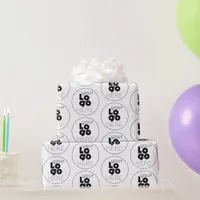 Custom Company Black Logo Pattern on White Gift Wrapping Paper