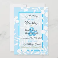 Blue Hibiscus Wedding Invitation
