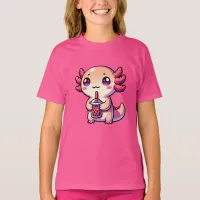 Cute Kawaii Axolotl with Bubble Tea T-Shirt