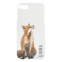 Watercolor Painted Fox Animal Transparent iPhone SE/8/7 Case