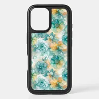 Teal and Yellow Flowers Alcohol Ink Illustration  iPhone 16 Case