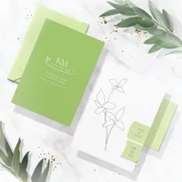 Thin Line Minimalist Wedding Celery/Wht ID919 Save The Date