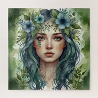 Emerald Whispers Portrait of a woman  Jigsaw Puzzle