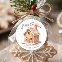 Watercolor Gingerbread House Holiday Baking Classic Round Sticker