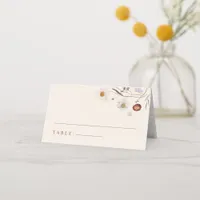 Boho Wildflower Beige Wedding Place Cards 