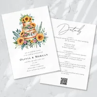 Sunflower Eucalyptus Cake QR Code Wedding Invitation