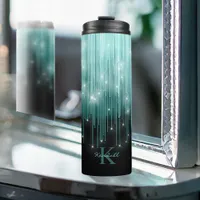 Cascading Lights Monogram Teal ID789 Thermal Tumbler