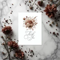 Neutral Elegant Mocha Mousse Floral Thank You Card