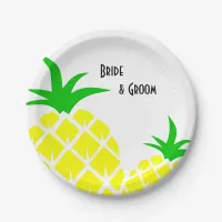 Green and Yellow Pineapples Wedding Paper Plates