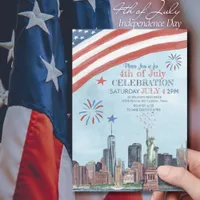 Patriotic NYC Skyline 4th of July Celebration  Invitation
