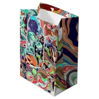 Colorful Marble Pour Paint Birthday   Medium Gift Bag