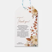  Modern Chic Wildflower Script 1st Birthday Girl  Gift Tags