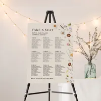 Boho Beige Wildflower Seating Chart Foam Boards