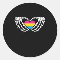 Pan Pride Skeleton Halloween Pan Goth Heart Classic Round Sticker